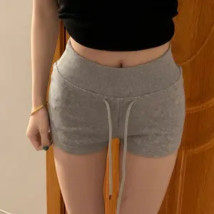 AUZY Celana Kasual Celana Pendek Fitness Serut Rumah | Celana Pendek Olahraga Abu-abu Musim Panas Wanita Baru