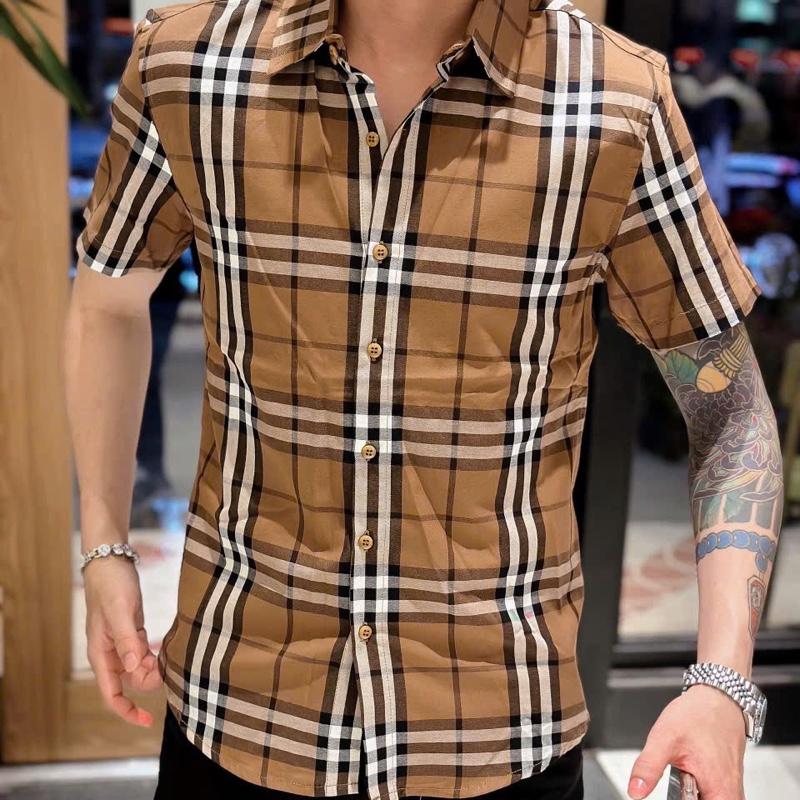 [S803] Áo sơ mi nam tay ngắn cotton kẻ caro , cotton mềm mịn, không nhăn ,form slimfit Menswear Kate Shirt Pique Dài Tay Có Cổ