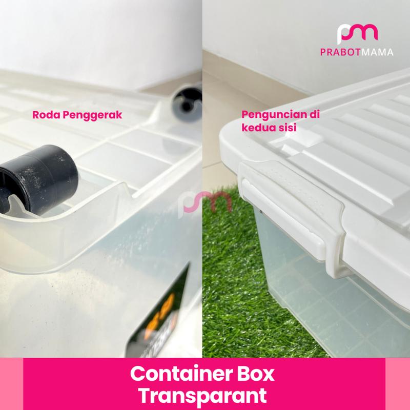 Container Roda Bening Hyper 45L 60L - Prabotmama / Tempat Penyimpanan / Box Serbaguna 1