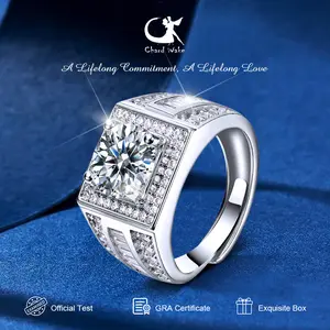 【003Harga telah dibanting, segera di CO】Chard Wake Cincin Pria Berlian Mewah Fashion Dilapisi Platinum Anti Pudar Cowok Rings Free Size CWR026-Silver