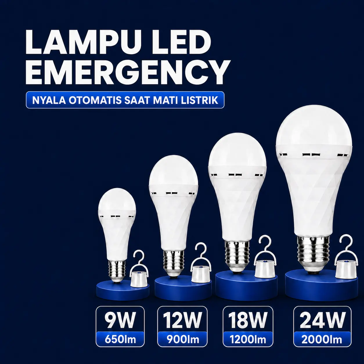 COD Lampu Emergency LED Bulb  Bohlam Emergency Led Solusi Lampu Darurat Mati Lampu Rumah Tangga & Pedesaan AC/DC Lampu Darurat,9W 12W 18W 24W Bohlam Darurat Magic Lamp Otomatis Nyala Saat Listrik Mati Anti Lampu Padam