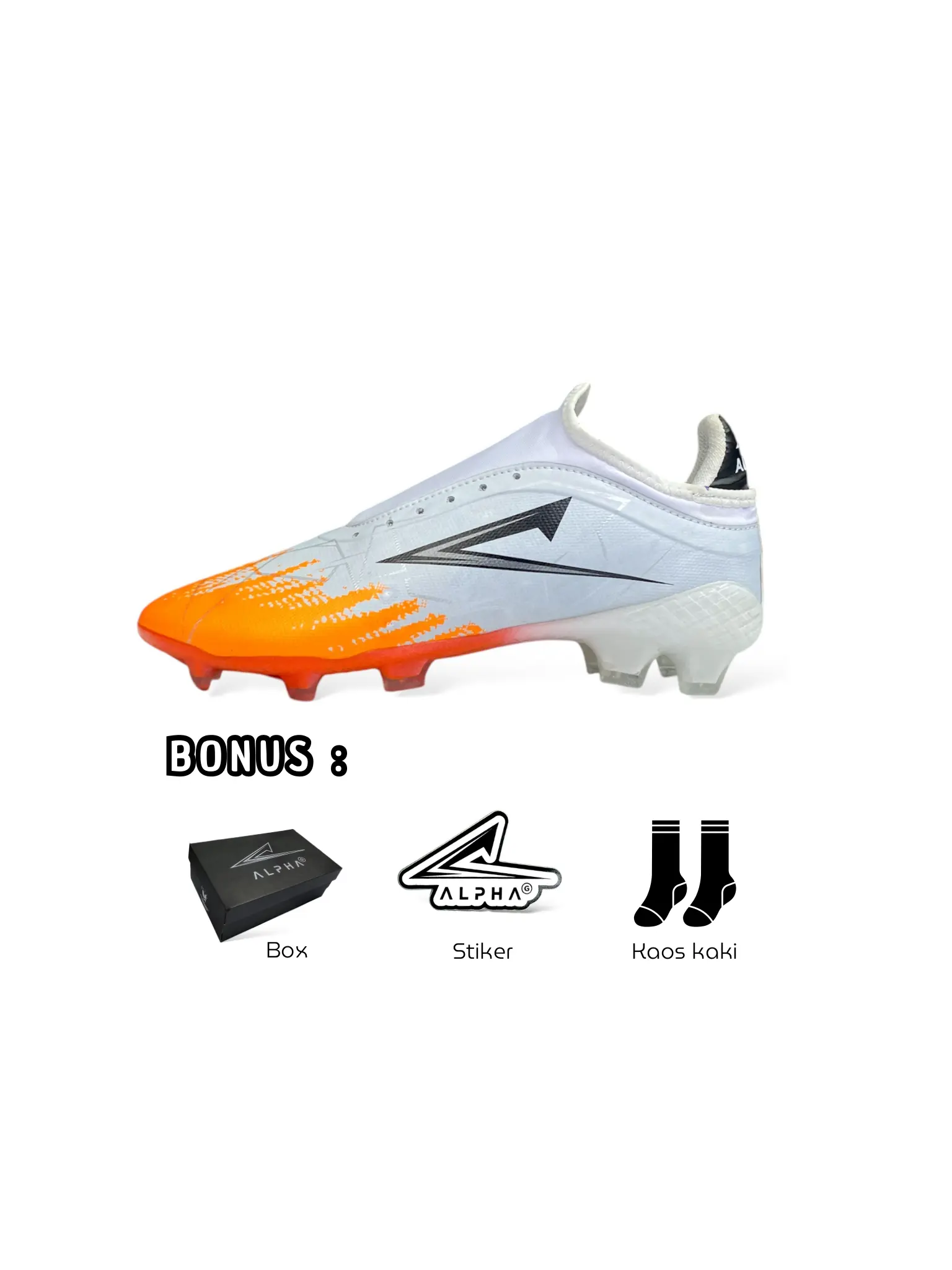 Sepatu Sepak Bola ALPHA G Putih Oranye Boots