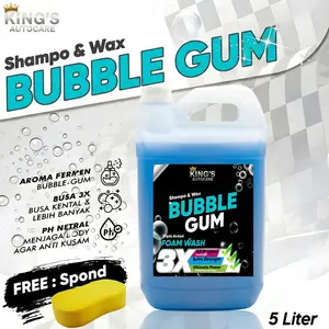 TERMURAH NO 1 | Shampo & Wax Bubble Gum 5 Liter By King's Autocare Shampo Kendaraan Motor Dan Mobil