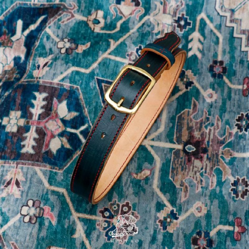 HISTRO  blue iron leather belt - sabuk kulit asli 0