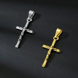 Liontin Salib Yesus Titanium Anti Karat Tidak Mudah Pudar 1 Pcs untuk Aksesori Fashion Wanita dengan Desain Elegan dan Tahan Lama