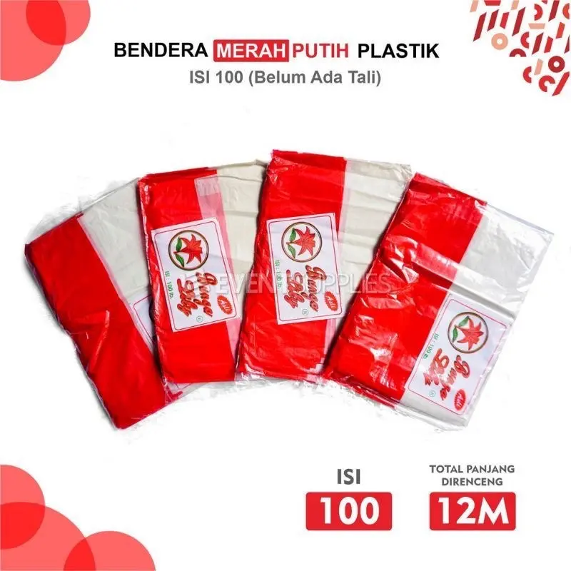 ￼Bendera merah putih plastik tanpa tali