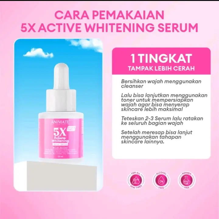 Serum animate whitening facial 5X Vitamin Pencerah Perawatan kulit Muka Mencerahkan Wajah dalam 2 minggu 4