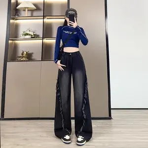 Celana Jeans Panjang Wanita Hitam Kulot/Straight Fashion - Boyfriend unit baggy cutbray black wash pants