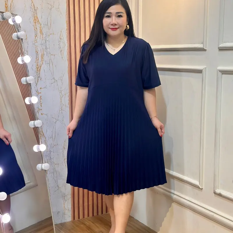 FINA BIGSIZE - (NESYA) DRESS PLISKET WANITA JUMBO BIGSIZE KEKINIAN 7