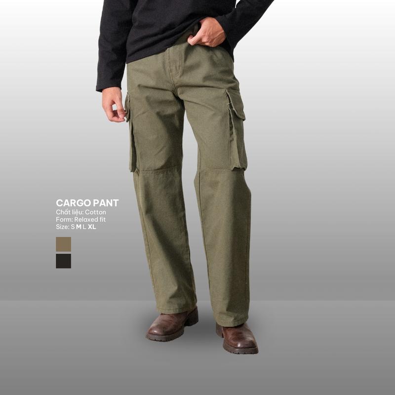  B Brown Studios Quần Cargo Nam Ống Rộng Túi Hộp Menswear Đen Xanh Rêu Chất Liệu Cotton Thoải Mái Phong Cách Cho Nam Và Nữ 