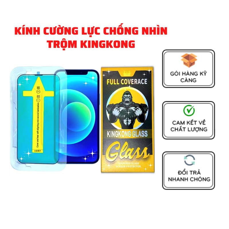 Kính Cường Lực Iphone Chống Nhìn Trộm Kingkong Glass Khung Tự Dán iphone full màn ip 7Plus/8plus/X/Xr/xsmax/11/12/13/14/15/16 pro max promax plus