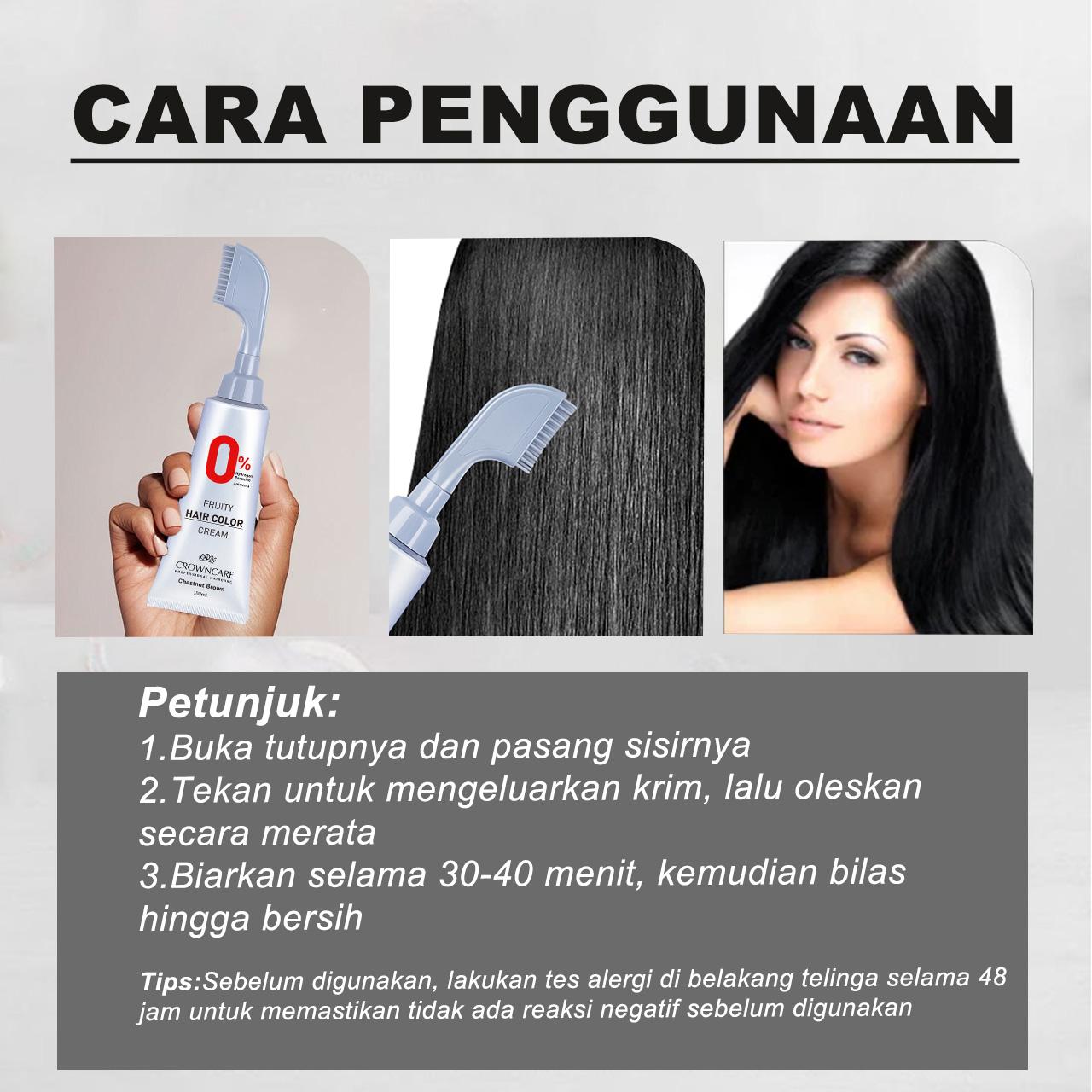 [PROMO SPESIAL]CrownCare Bundle Hair Coloring Cream Full Size + Refill Penghitam Rambut Uban Fruit-scented Krim Pewarna Rambut Wangi Membantu menghitamkan uban, menghitamkan rambut Dengan Sisir Cat Dye Ammonia free
