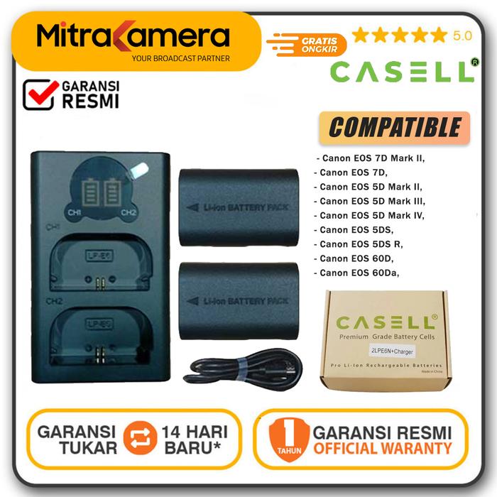 Gambar Casell Battery Canon LP-E6N LPE6N Baterai + Dual Charger LPE 6N. dari Mitrakamera Kota Administrasi Jakarta Selatan Tokopedia