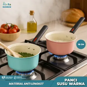 SINDA Panci Susu 18cm Stainless Steel Anti Karat Tahan Panas Gagang Anti Panas Anti Lengket Ringan M-1155 Material Premium Warna Elegan untuk Dapur Modern
