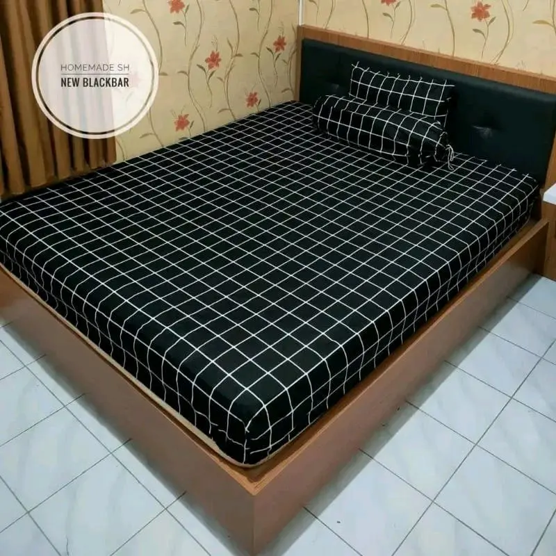 Sprei Kotak Kotak Hitam Aesthetic Berkualitas Tidak Luntur