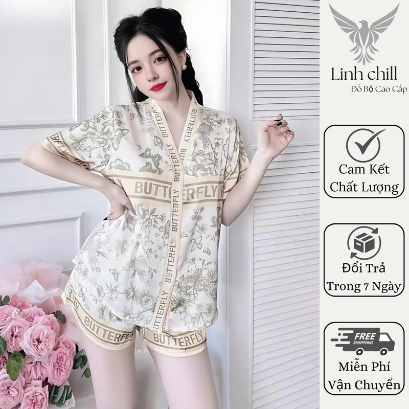  Bộ Ngủ Pijama Nữ Mùa Hè Cộc Đùi Cổ Chữ Y Chất Lụa Cát Mềm Mịn Màu Sắc Cá Tính Trẻ Trung Size 40-68kg 