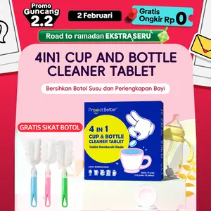 CUCI BOTOL DAN DOT BAYI DENGAN TABLET PEMBERSIH, HILANGKAN NODA BEKAS SUSU  | 4IN1 CUP & BOTTLE CLEANER TABLET