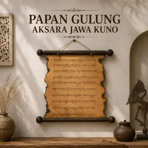 Papan Gulung Aksara Jawa Kuno Kalimat Doa Dekorasi Dinding Estetik