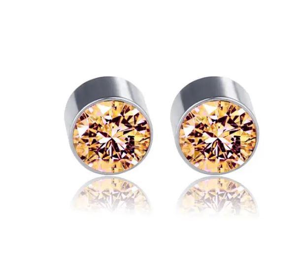 1 Pasang Anting Magnet Baja Tahan Karat Berlian Imitasi Kancing Telinga Tanpa Tindik Tanpa Telinga Besi Magnetik Kuat Pria Wanita 2