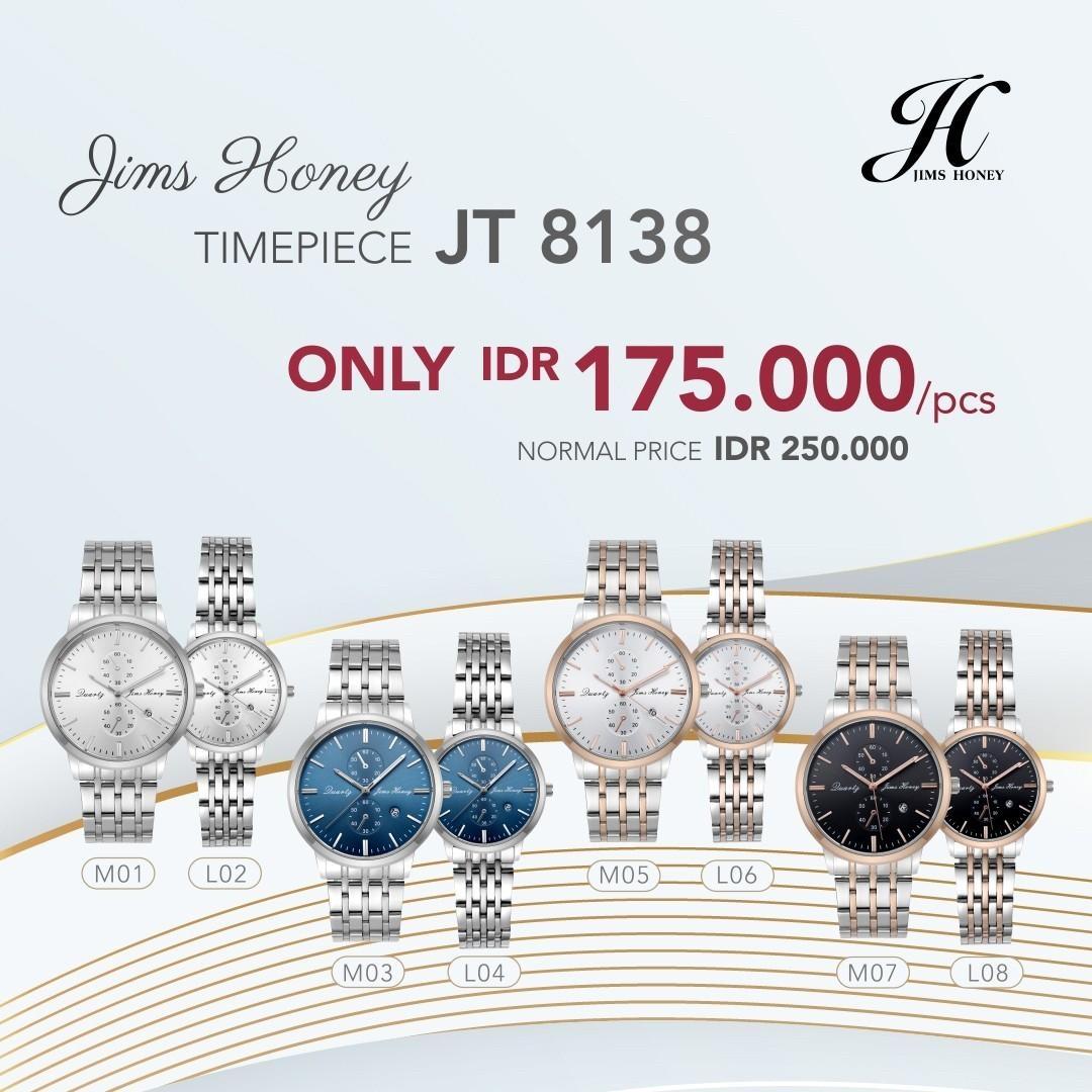 JIMS HONEY JAM TANGAN COUPLE JT 8138 (FREE BOX KAYU + BATERAI)