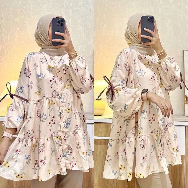 ￼MAUDY BLOUSE | Atasan Rayon Motif Kancing Aktif fit to XL 0