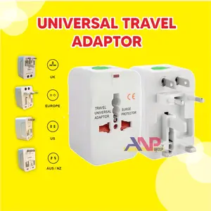 ANP88 - Adaptor Universal in 1 Universal Travel Adapter EU AU UK US Plug Portable dengan Perlindungan Anak dan Indikator Daya