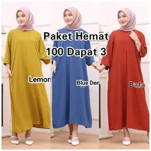PAKET HEMAT MIDI DRESS LENGAN 3/4 CRINCEL AIRFLOW DRESS REMAJA