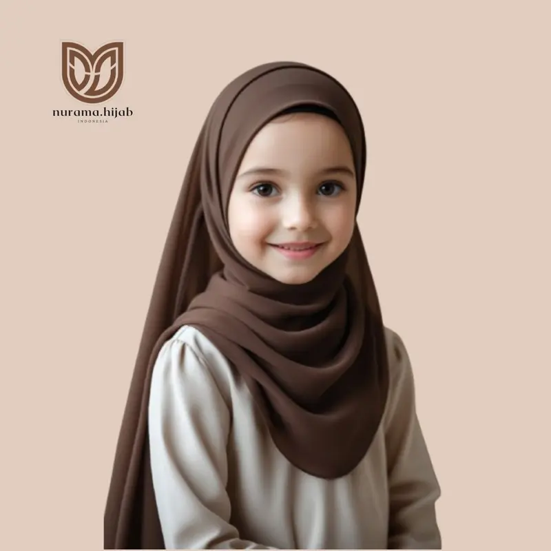 Jilbab Pashmina Instan Anak Ceruty Babydoll Jahit Dagu Usia 4-10 Tahun 0