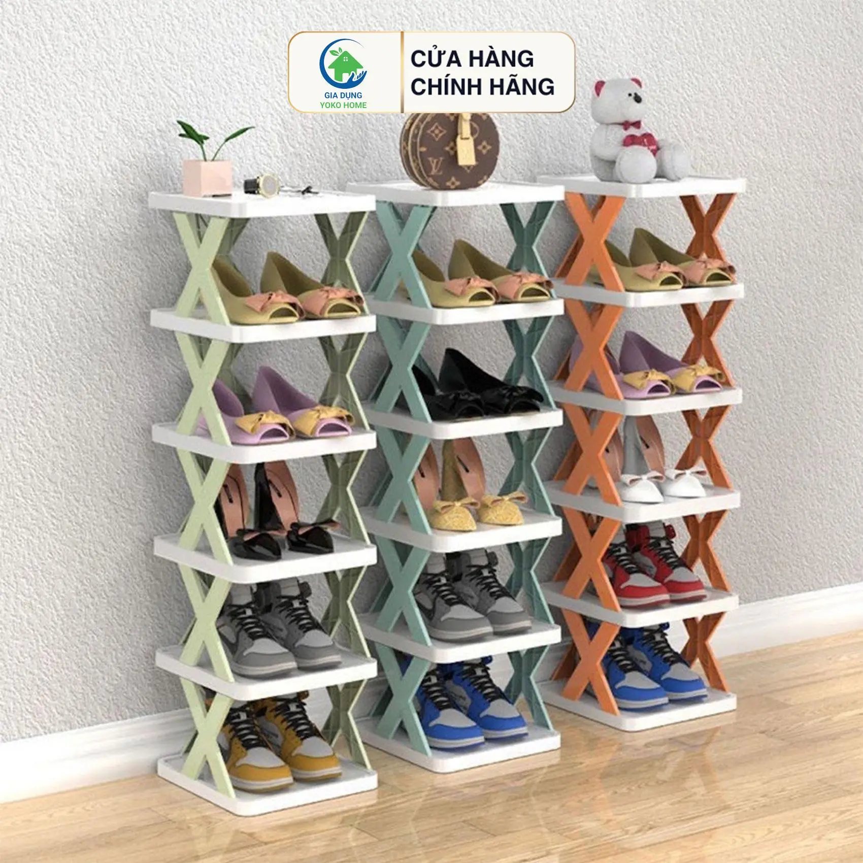 kệ để giày dép 5 tầng chữ X - Kệ đựnġ giày dép đa năng bằng nhựa lắp ghép