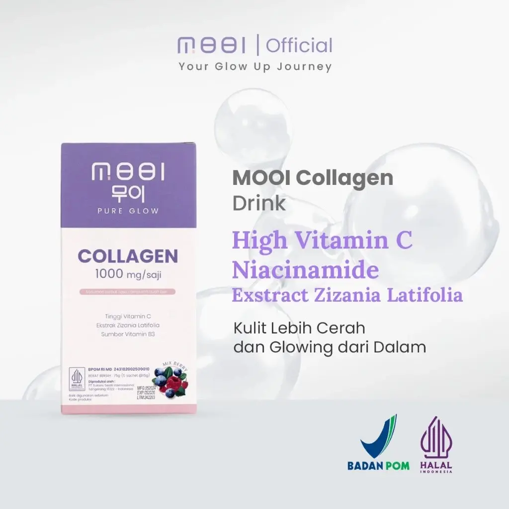 MOOI Collagen Drink with Zizania latifolia Extract Minuman kolagen Glutathione Pencerah Kulit Original