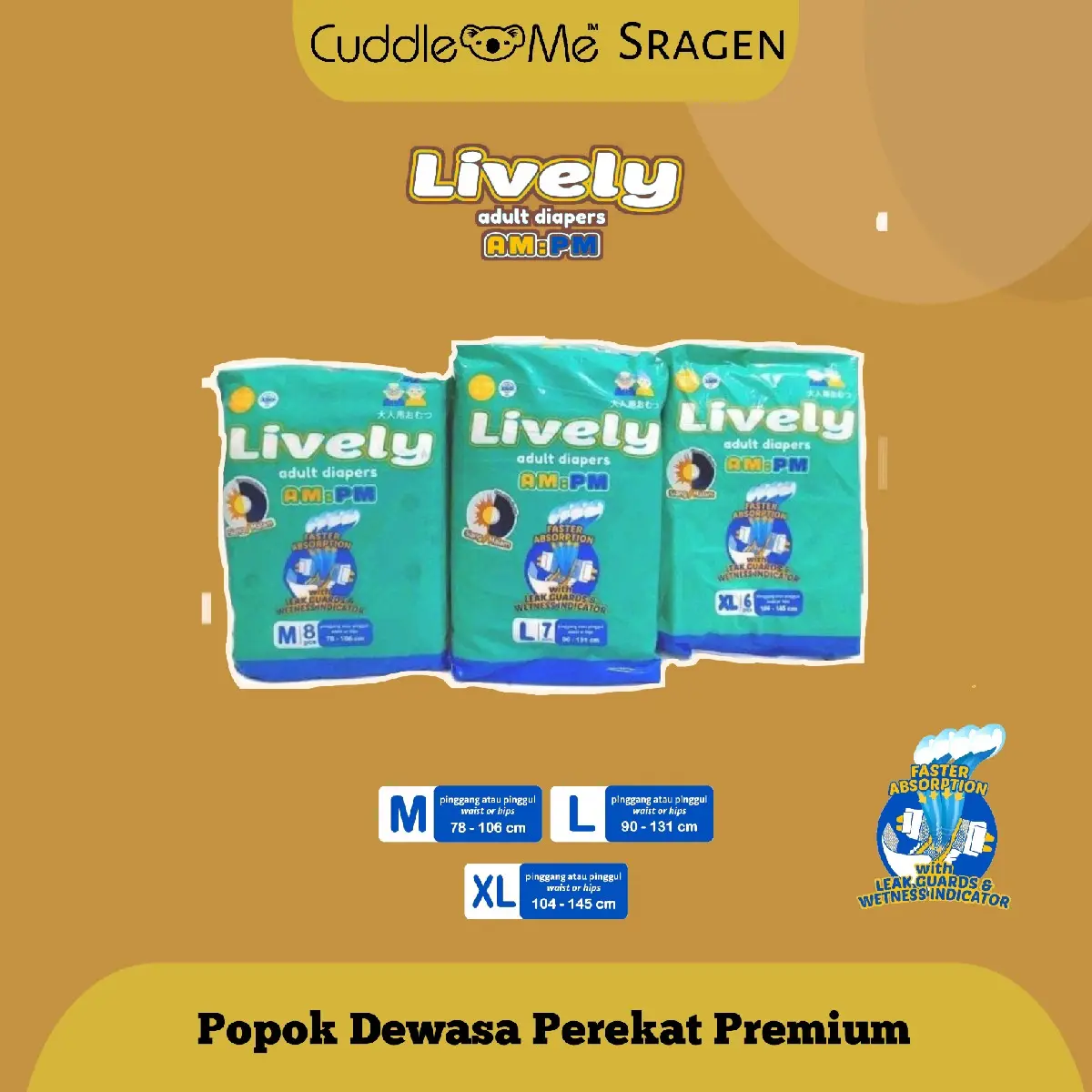 Lively Adult Diapers Popok Perekat Dewasa Siang Malam M8 L7 XL6