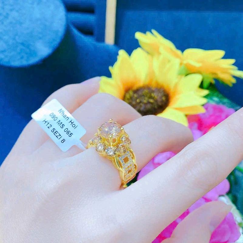  Nhẫn Kim Tiền  Hội H095 Vàng Trang Sức phụ kiện cho nữ Đồng Vàng không phai màu thiết kế TH 