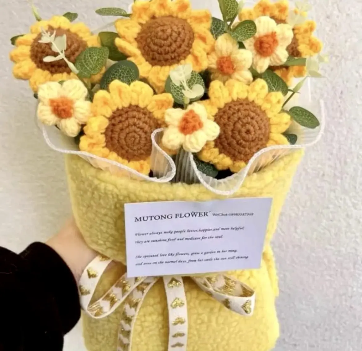 Mother's Day Flower Bouquet Cute Sunflower Daisy Crochet Flower Bouquet Gift