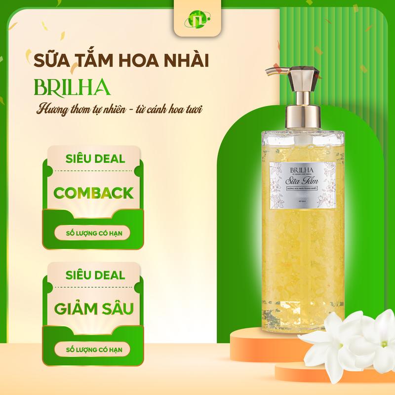  SỮA TẮM CÁNH HOA TƯƠI - HƯƠNG HOA NHÀI TỰ NHIÊN BRILHA - Dưỡng Body 