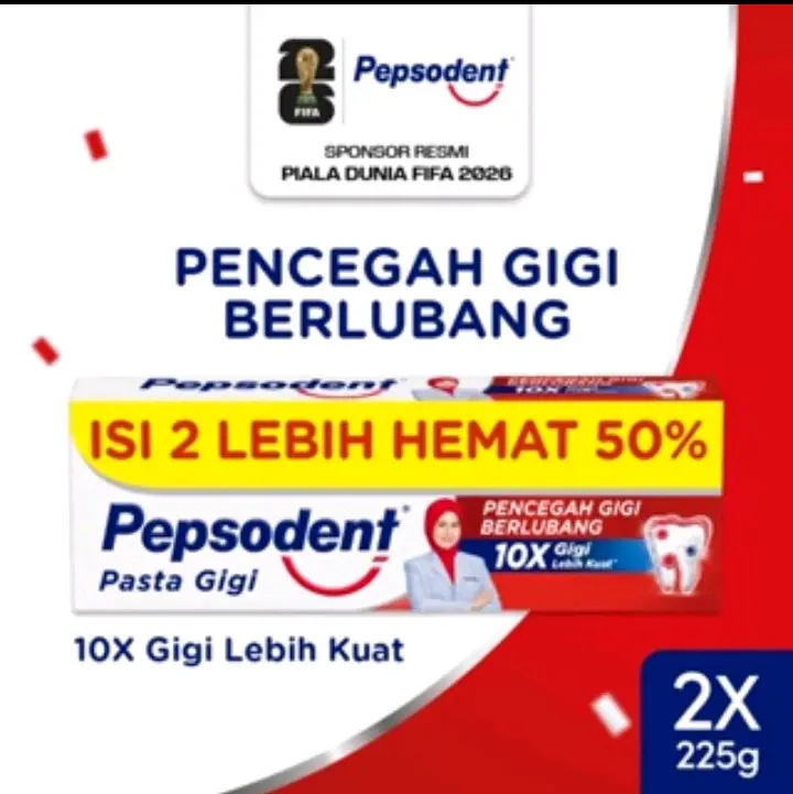 Pasta Gigi Pepsodent isi 2x225gr lebih hemat Mulut 2