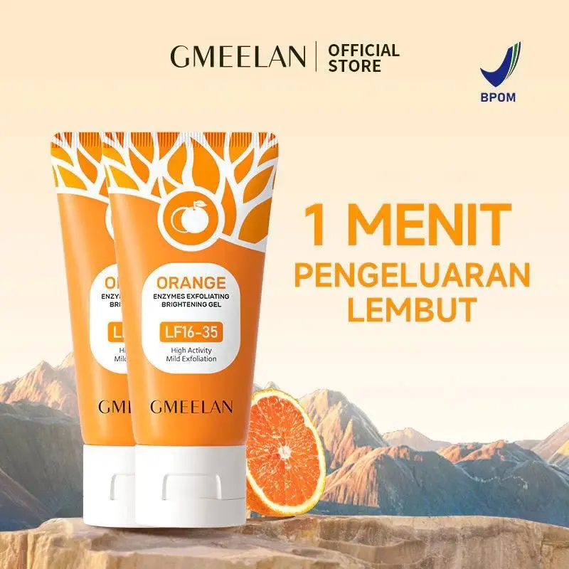 GMEELAN Orange Exfoliating Gel 50g - Pengelupasan Lembut untuk Kulit Bersih dan Terhidrasi - Perawatan, Perontok, Niacinamide, Scrub, Kotoran, Komedo, Mencerahkan, Wajah, Acid, Vitamin