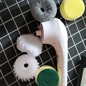 Sikat Elektrik 5 in 1 Handheld Sikat Kamar Mandi Rotasi Cerdas 360° Derajat Tidak Berisik Tahan Air Wastafel Dapur Cleaning Brush