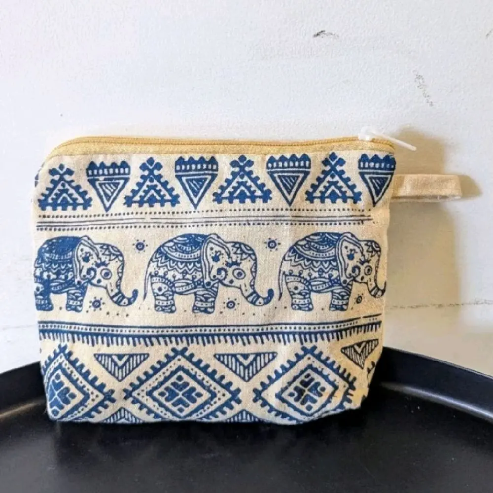 Pouch Kanvas Motif Tempat Kosmetik Souvenir Dompet Koin Murah