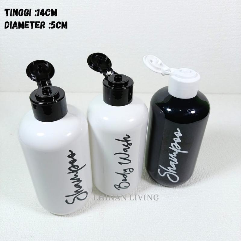Product Introduction of Botol Sabun Cair Aesthetic Plastik PET Flip Top Tebal - Hitam & Putih 250ml 5