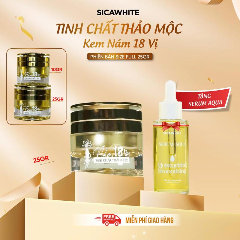  D84  Kem Nám 18 LỚN  25gr  Tặng Serum Aqua LỚN  50ml  - Hỗ Trợ Chăm Sóc Da Nám Tàn Nhang Dưỡng Trắng Chuyên Sâu. 