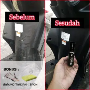 penghitam body permanen vip black magic 100ml dapat sarung tangan dan spon metal polish motor