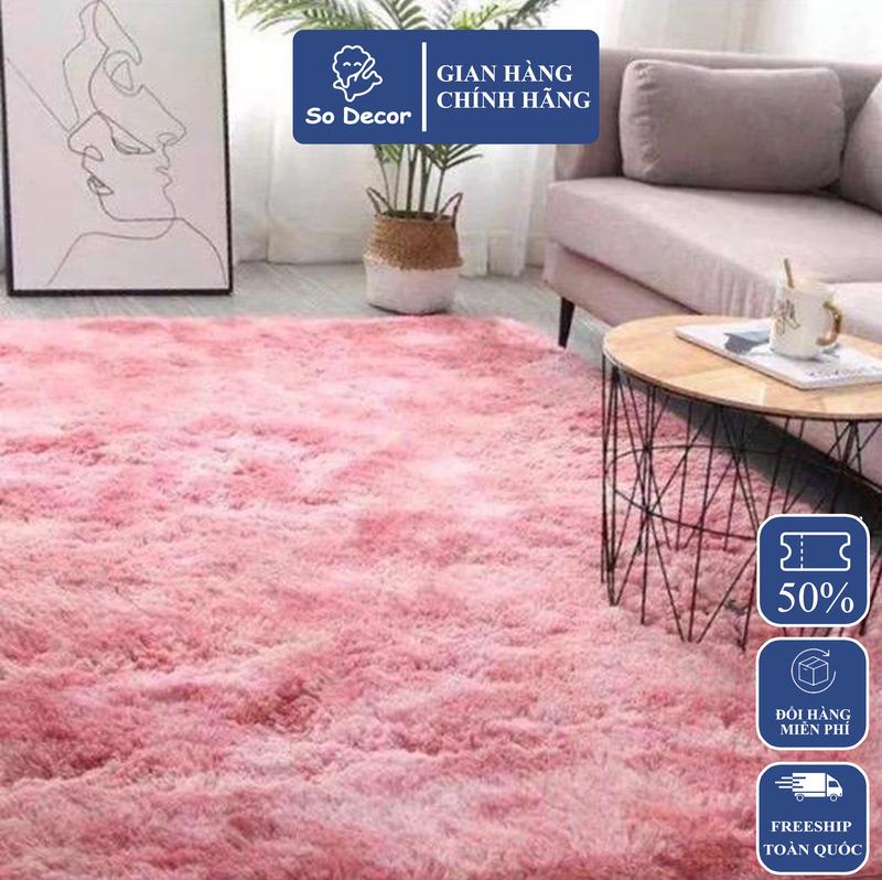 Thảm lông trải sàn So Decor mềm mượt thảm màu loang decor trang trí phòng đủ mọi kích thước