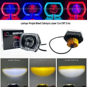 Lampu Projie Biled Cahaya Laser Cut Off 3 Inc Premium Plus Ring Shroud Devil Jauh Dekat Biled Ala Ala 3inch