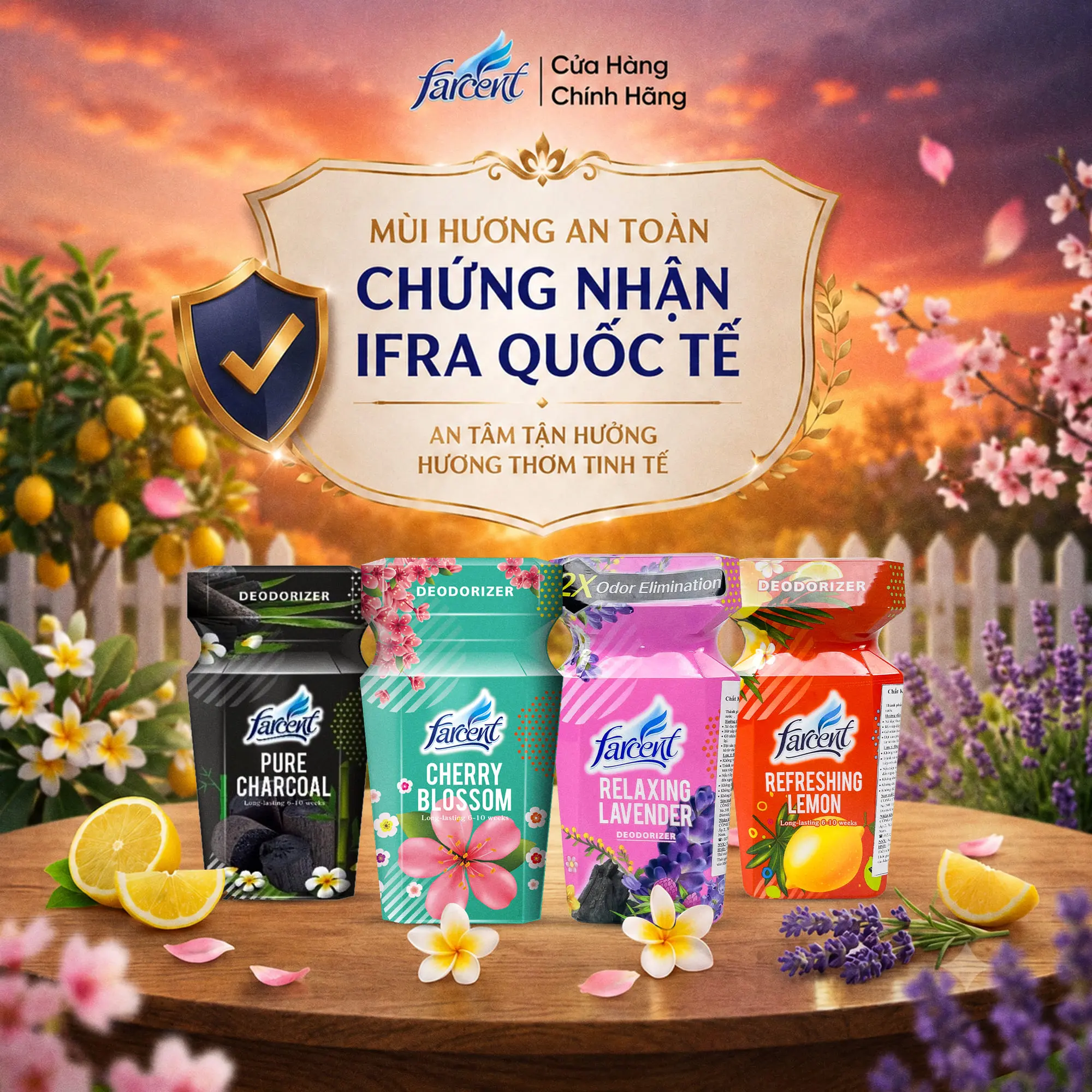 Hộp toả hương khử mùi thanh lọc không khí Farcent hương dịu nhẹ 300ml cho bếp, phòng khách, nhà tắm, toilet, tủ quần áo Dầu Thơm Phòng Nước Hoa