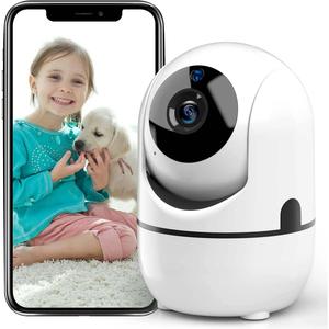 1080p スマートセキュリティカメラ、HD画質、赤外線ナイトビジョン、PIRモーション検知、ベビー/ペットモニターカメラ、双方向音声、360度全周囲、家庭/倉庫/店舗用、24時間連続録画、ホワイト