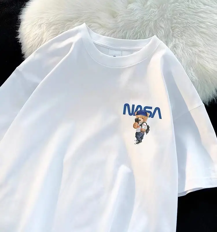 Pure cotton 230g combed cotton T cute bear trendy brand for men and women