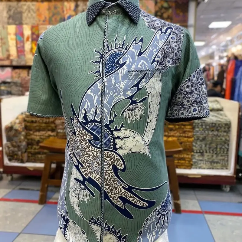 Kemeja batik pria tangan pendek smock bordir premium