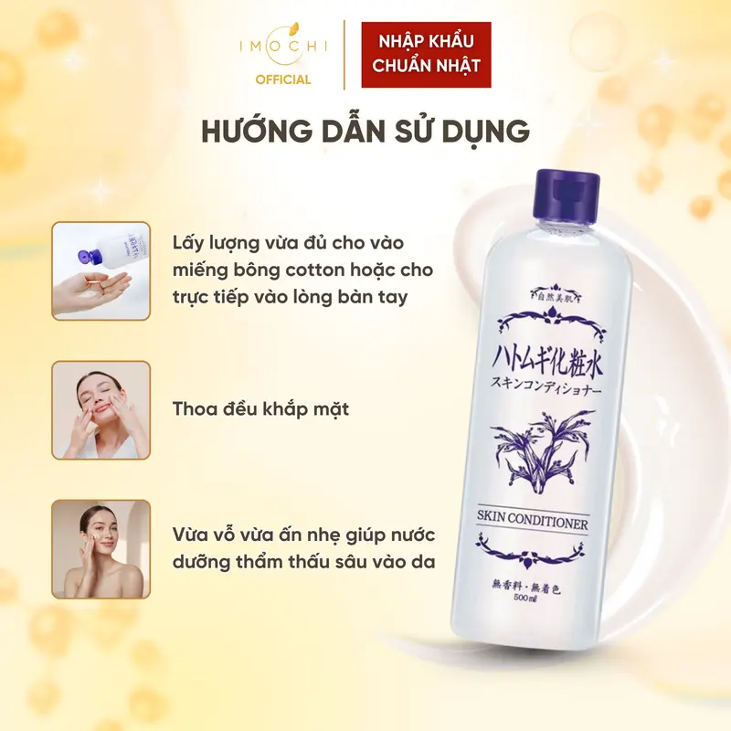Nước Hoa Hồng Dưỡng Sáng Mịn Da Ý Dĩ Hatomugi Hadariki Conditioner Nhật Bản 500ml 5