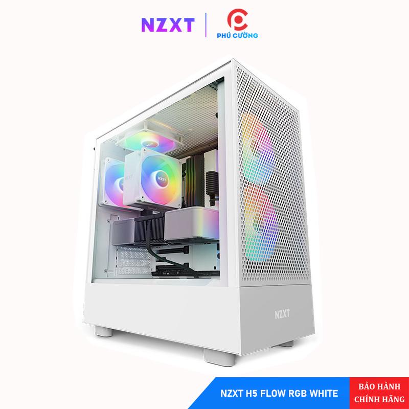Vỏ Máy Tính NZXT H5 Flow RGB White (CC-H51FW-R1) - Case Trắng, Fan RGB, 2 Năm