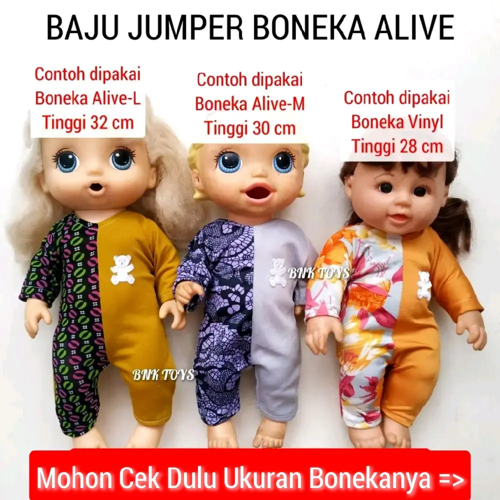 Baju Jumper Boneka Alive M-L BJD Baju Romper Sleepsuit Boneka Vinyl Reborn Jumpsuit